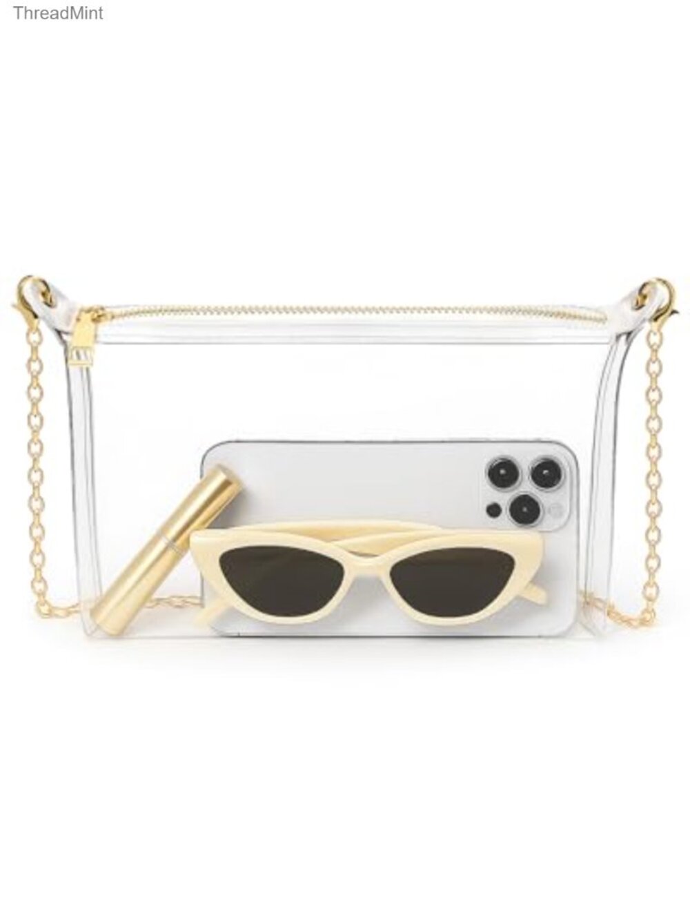 Clear Stadium Approved Crossbody Purse for Concerts Women PVC Chain Strap